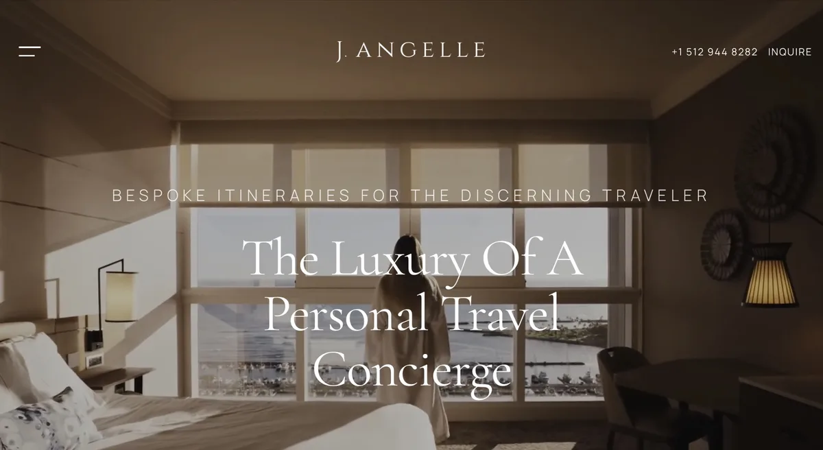 J Ángelle Luxury Travel website homepage