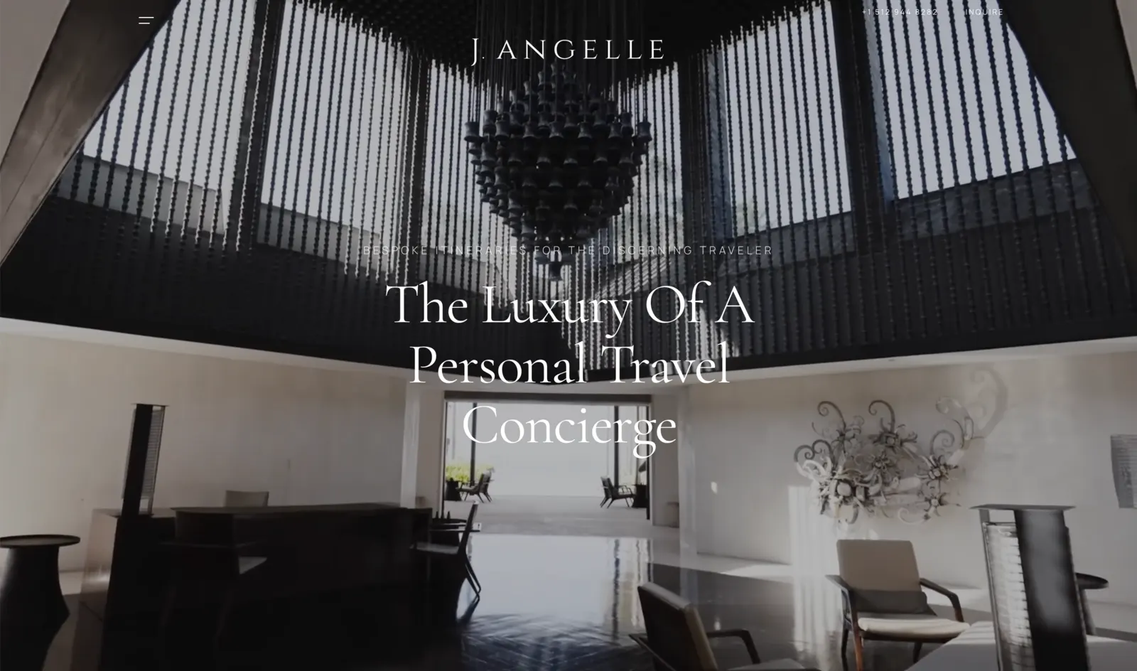 J Ángelle Luxury Travel website homepage